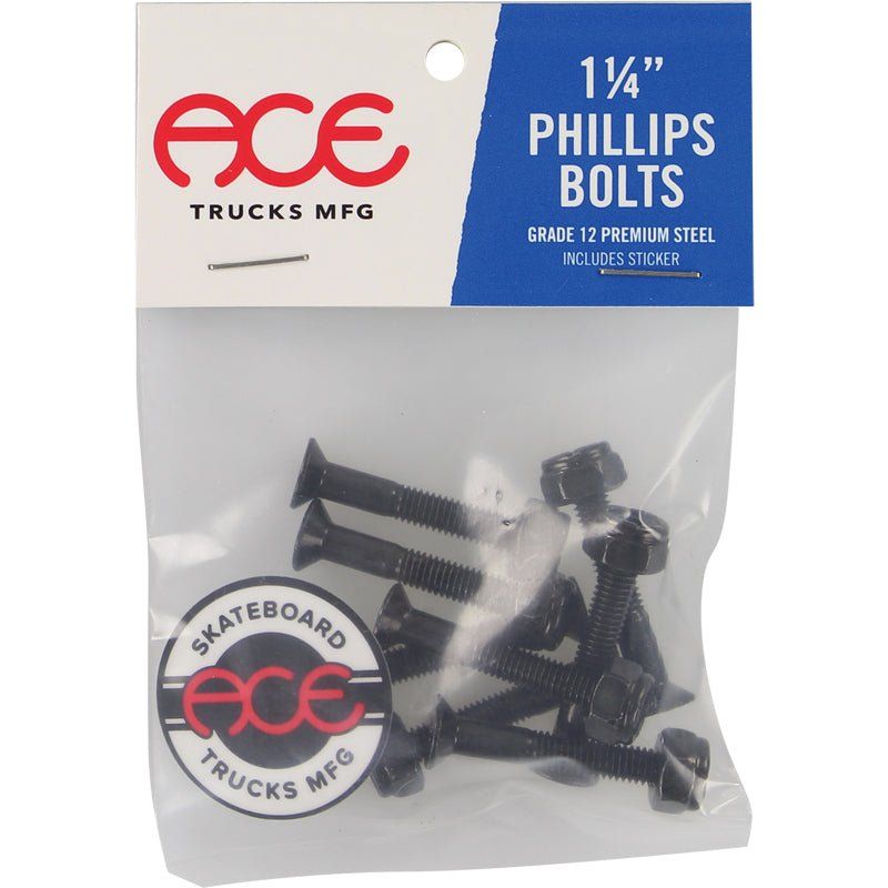 ACE 1-1/4" Phillips Bolts Black Skateboard Hardware
