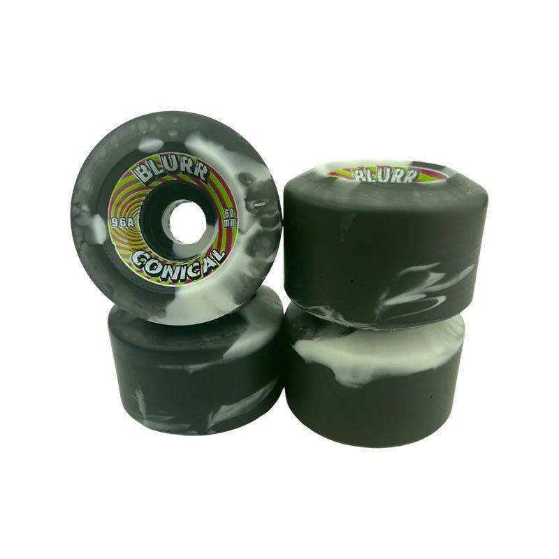 Blurr 60mm 96a  Re-Issue Swirl Conical Black/White Skateboard Wheels 4pk