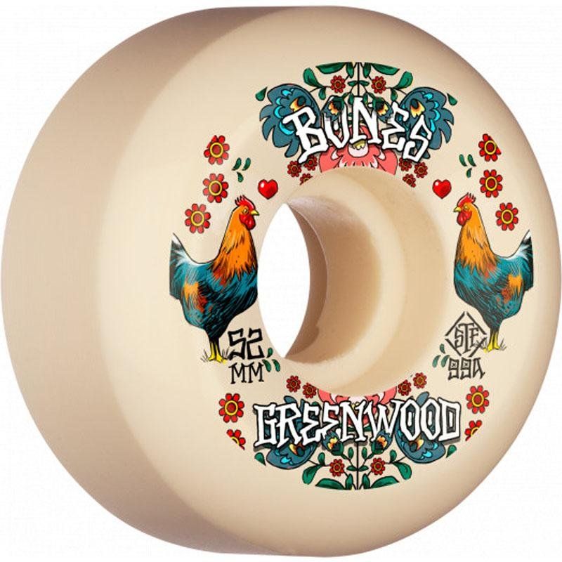 Bones 52mm 99a PRO STF Greenwood Decoupe V5 Sidecut Skateboard Wheels 4pk