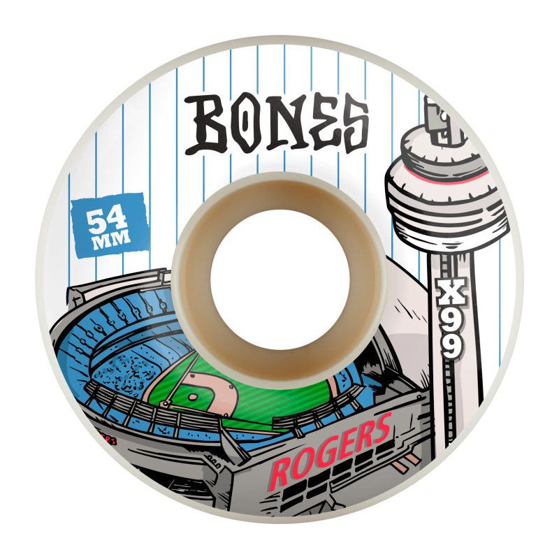 BONES WHEELS X-Formula 54mm 99A Rogers Centre V1 White Skateboard Wheels 4pk