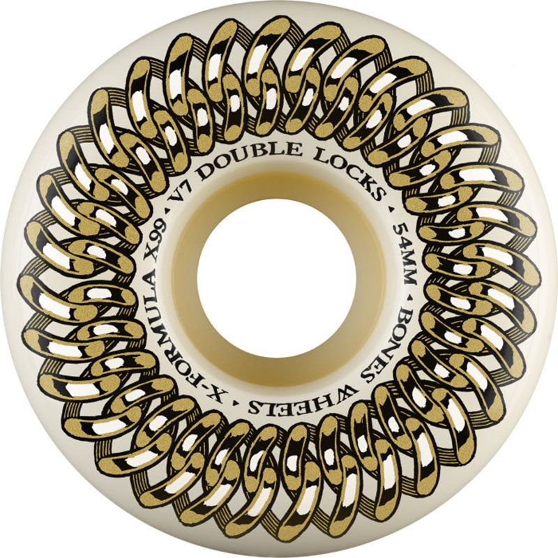 BONES WHEELS X-Formula Double Lock V7 54mm 99A White Skateboard Wheels 4pk