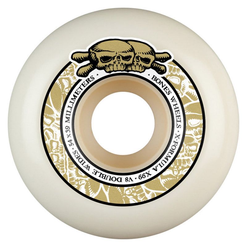 BONES WHEELS X-Formula Skateboard Wheels Double Wides V8 54mm X99 4PK White
