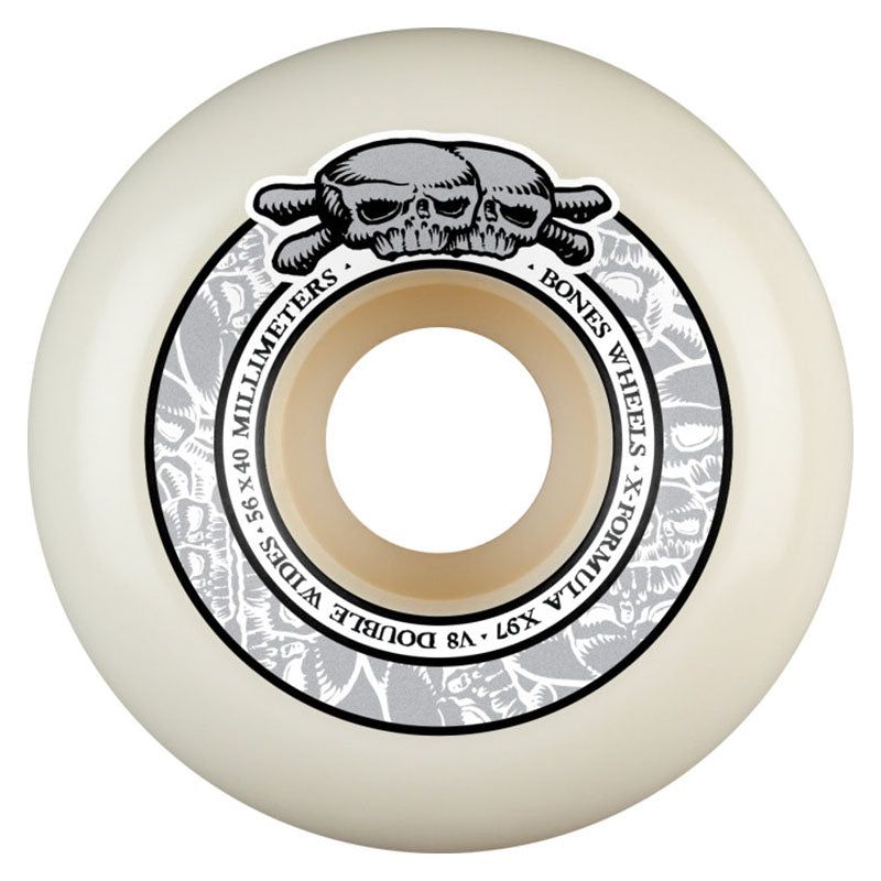 BONES WHEELS X-Formula Skateboard Wheels Double Wides V8 56mm X97 4PK White