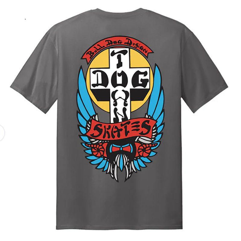Dogtown Bull Dog OG 70s Charcoal Blue Wings T-Shirt