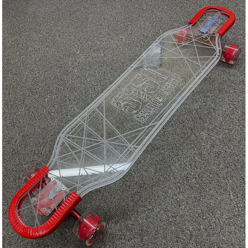 Ghost Boards X 5150 Skate Shop 39" LED Custom Complete Longboard Topograph Metallic Red Trucks/LED Red Wheels #B1