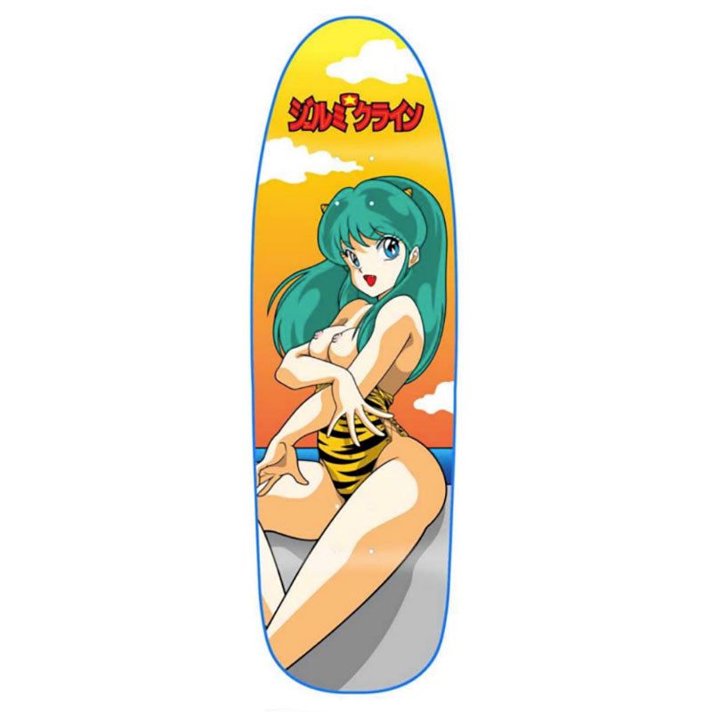 HOOK-UPS 9.5" x 31.75" Ium Chan At The Beach Dipped Blue Skateboard Deck
