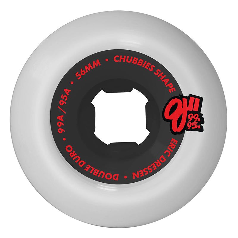 OJ 56mm 99a/95a Double Duro Eric Dressen Rose Skull Chubbies Skateboard Wheels 4pk