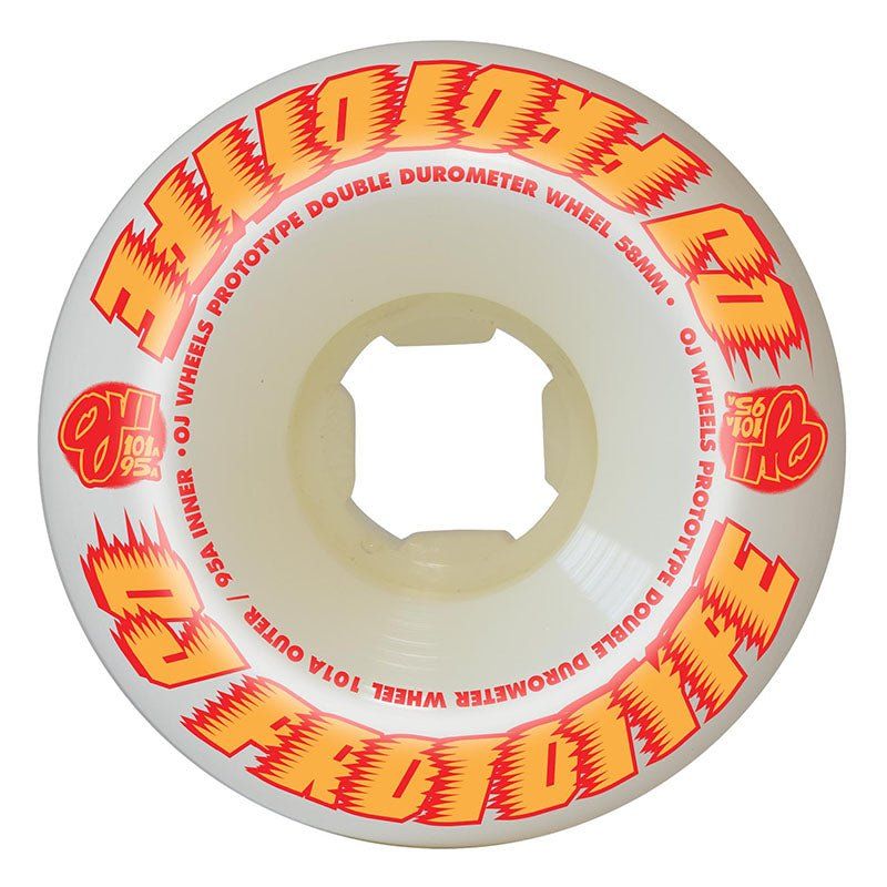 OJ 58mm 101a/95a Prototypes Double Duro White Mini Combo Skateboard Wheels 4pk