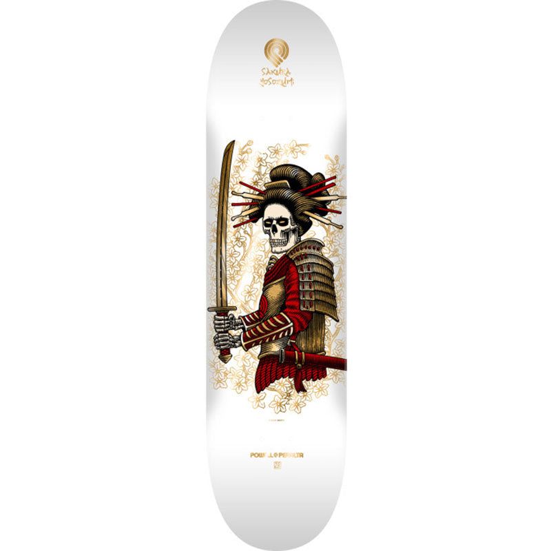 Powell Peralta 8.25" x 31.95" Sakura Yosozumi Onna-Bugeisha - White / Gold Foil - Skateboard Deck Shape 248