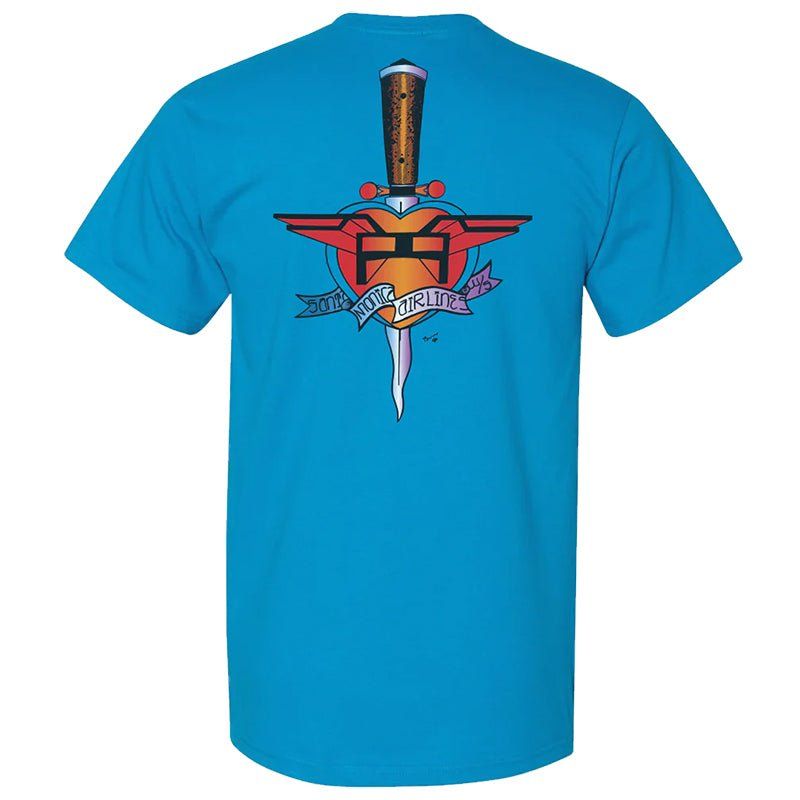 Santa Monica Airlines (SMA) HEART ATTACK Short Sleeve Teal T-Shirts