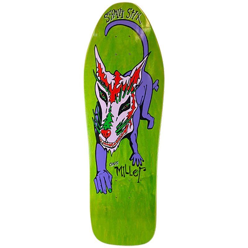 Schmitt Stix 10" x 31.875" Chris Miller Dog Large Re-issue GREEN STAIN Skateboard Deck