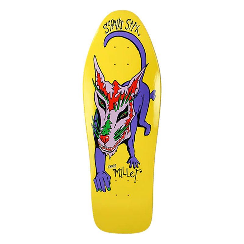 Schmitt Stix 10" x 31.875" Chris Miller Large Dog Re-Issue YELLOW DIP Skateboard Deck
