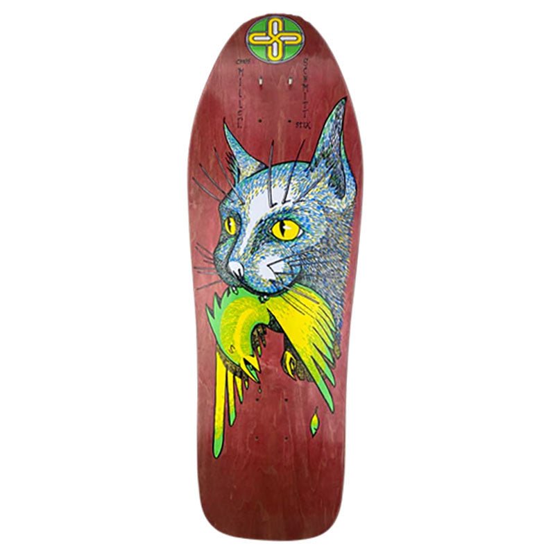 Schmitt Stix 10"x 31.875" Chris Miller III Bird In Mouth RED STAIN Skateboard Deck