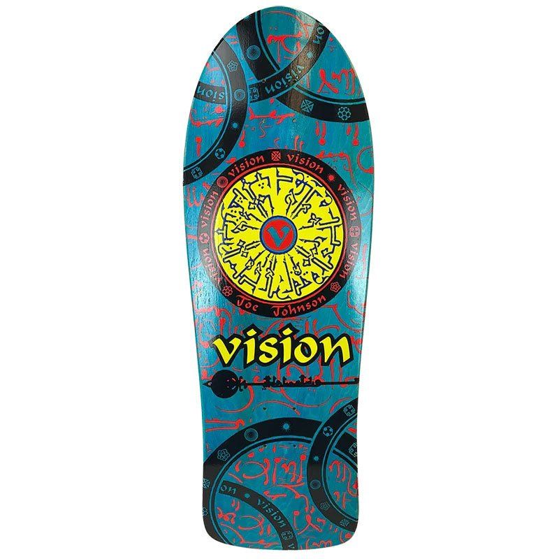Vision 10.25" x 30.75" Joe Johnson Hieroglyphics (TURQUOISE STAIN) Skateboard Deck