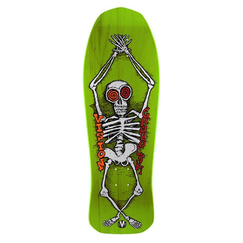 Vision 10" x 30.25" Groholski Skeleton Modern Concave Lime Stain Skateboard Deck