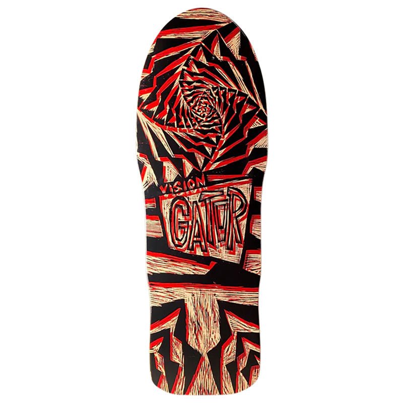 Vision 10.25"x 29.75"Gator II Woodcut Art by Sean Starwars Natural/Red Stain Skateboard Deck